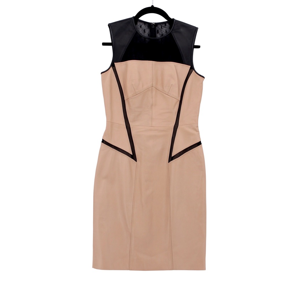 Jason Wu Lambskin Leather Dress Size 4 Pink Sheath Sleeveless Avant Edgy